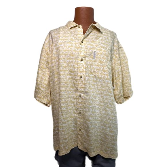 Columbia Men's Yellow Button down Shirt with White Designs, XL, Pre-owned - Picture 1 of 6